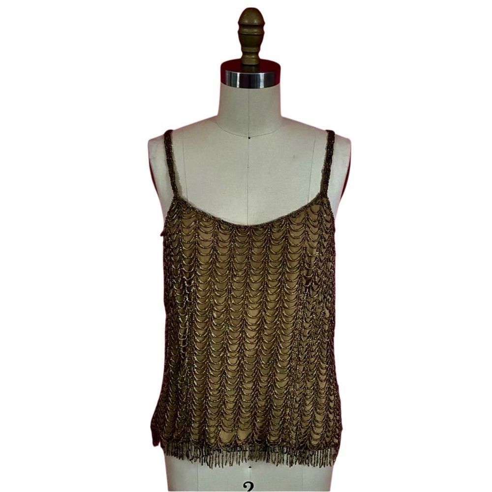 Je Matadi Beaded Cami Top Fairy Whimsigoth Camisole Fringe Evening Party Y2K VTG